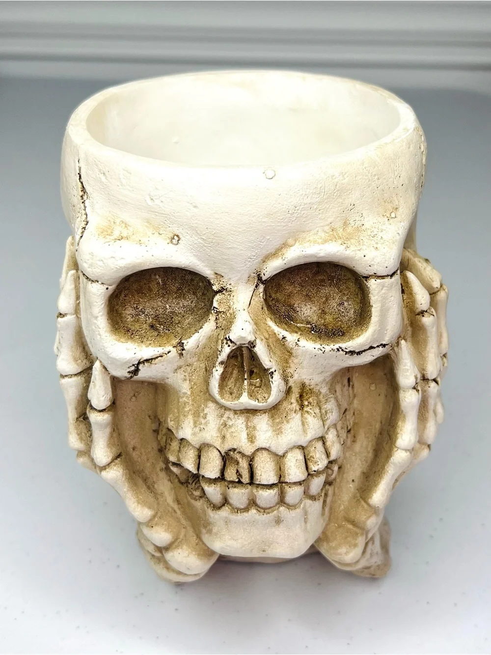 Gothic Resin Skull Flower Pot Planter